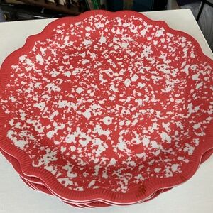 The Pioneer Woman Set of 4 Dinner Plates-Country Splatter-Coral Melamine Kitchen